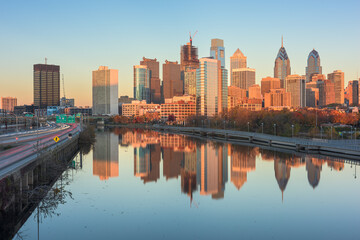 Philadelphia, Pennsylvania, USA Downtown Skyline on the Schuylkill River