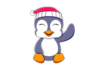 Cute Penguin Character Design Illustration