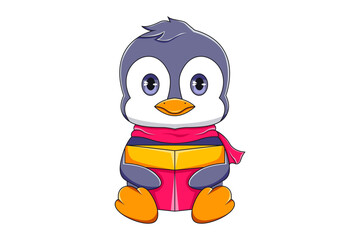 Cute Penguin Character Design Illustration