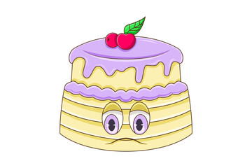 Cute Cake Character Design Illustration