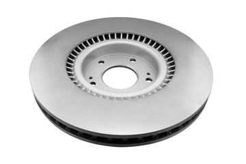 Car brake disc isolated on white background. Auto spare parts. Perforated brake disc rotor isolated...