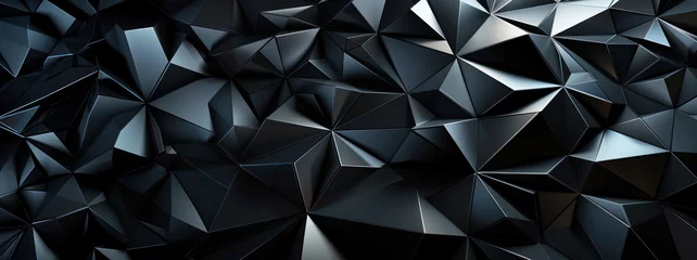 Foto op Aluminium Abstract black low polygon triangles (trigonal pyramids) mesh © Denniro