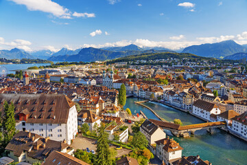 Lucerne, Switzerland Aerial View - obrazy, fototapety, plakaty