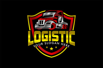  Illustration truck logistics, cargo, container, delivery company logo design template
