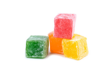 Traditional Turkish delight isolated on white background. Assorted