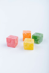 Traditional Turkish delight isolated on white background. Assorted
