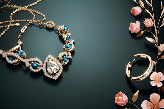 diamond necklace and earrings,
jewelry background