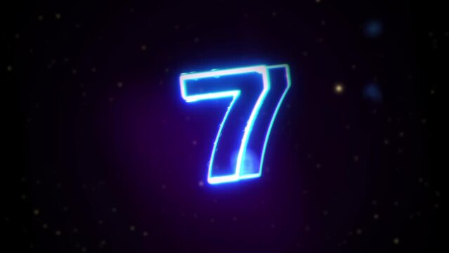 Abstract futuristic animation glow neon blue digital technology glitch effecct text countdown from ten to zero cinematic title background