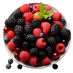 Obraz premium A beautiful arrangement of mixed berries, transparent background