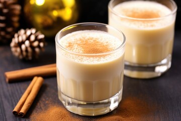 eggnog in a glass rimmed with sugar crystals