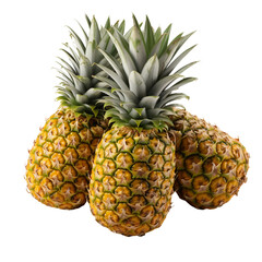 Fototapeta premium A stack of fresh tropical pineapples, transparent background
