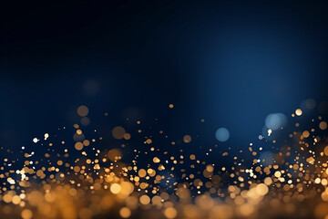 Christmas Golden light on a navy blue background with Dark blue and gold particle