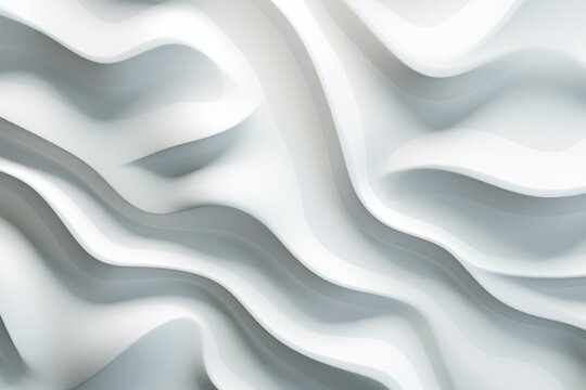 White 3D lines create an abstract wallpaper with undulations and a light render, offering copy-space. Generative AI © Phoebe