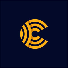 letter C logo tech template