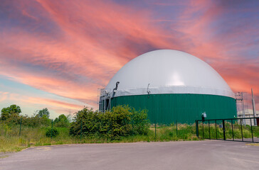 biogas production, biogas plant, bio power	
with sunset