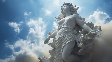 Obraz premium Clouds Forming an Angelic Figure on Blue Sky