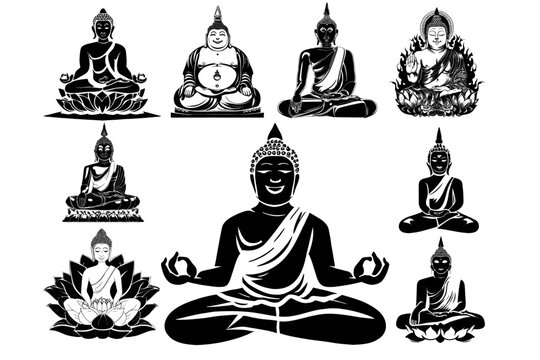 Buddha Bundle: Vector Illustrations Capturing the Serenity and Wisdom of the Enlightened One