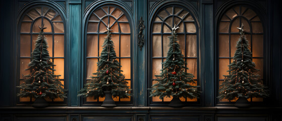 Obraz premium Frost pattern on frozen winter window as a symbol of Christmas wonder.