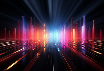 Neon illuminated futuristic backdrop realistic image, ultra hd, high design very detailed