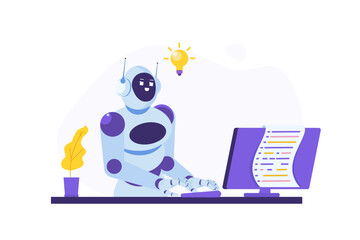 Coding bot, chat bot developed concept. Vector illustrations for banner, website, landing page, flyer.