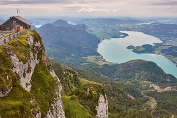Attersee lake and Alpine range in Salzburg region. Austria highlight