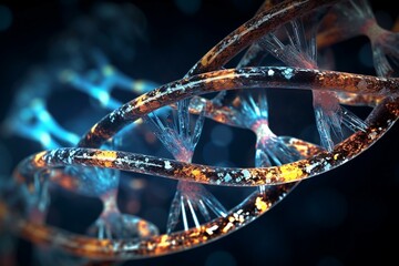 3D illustration depicting a DNA structure. Generative AI