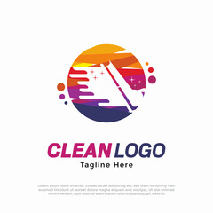 Clean Service Colorful Logo Vector Design Concept