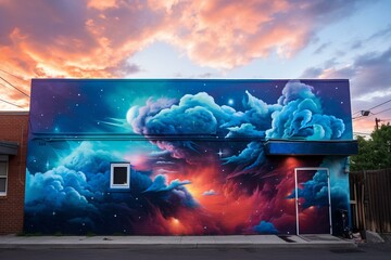 A vibrant street art sky with weather elements. Generative AI