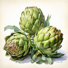 Obraz premium watercolor Artichoke Teaclipart, Generative Ai
