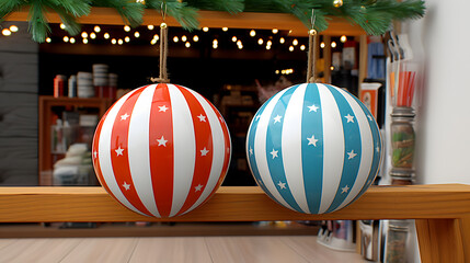 Close up of balls Decorative Christmas decorations with blurred background