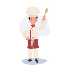 Adorable Little Chef Boy in Apron. Smiling Child Chef with Spatula