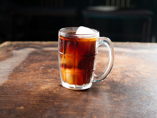 glass of iced black coffee