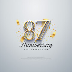 87th anniversary number, shiny luxury. premium vector backgrounds. Premium vector background for greeting and celebration.