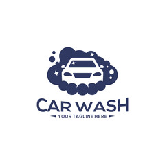 Silhouette car logo design concept. Car Wash Logo Vector Template