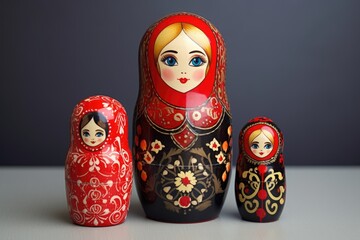 three-piece matryoshka doll, separated to show hierarchy