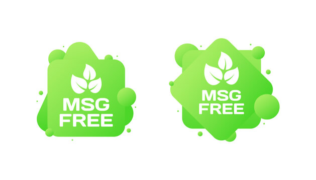 Msg free signs. Flat, green, msg free signs, leaf icons, msg free. Vector icons
