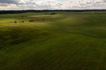 Fototapeta na wymiar Drone photography of green meadow