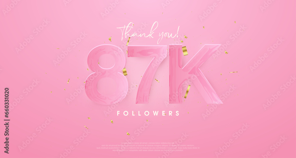 Poster pink background to say thank you very much 87k followers. - Posters