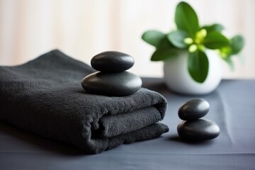 basalt stones on a white towel ready for massage