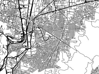 Vector road map of the city of  Buenavista in Mexico with black roads on a white background.