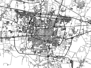 Fototapeta premium Vector road map of the city of Celaya in Mexico with black roads on a white background.