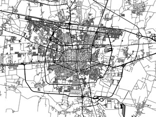 Vector road map of the city of  Celaya in Mexico with black roads on a white background.