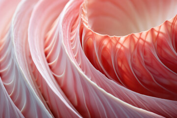 Extreme closeup texture of pink conus shell, abstract background of macro of sea life