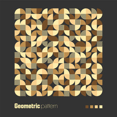 Geometric trendy pattern, Bauhaus style. Modern colorful background with simple elements. Retro texture with basic geometric shapes. Print design, minimalist poster cover. Vector illustration