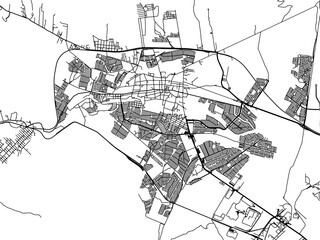 Vector road map of the city of  Garcia in Mexico with black roads on a white background.