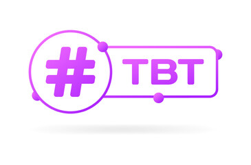 TBT hashtag. Flat, purple, social media, TBT hashtag, social media. Vector icon