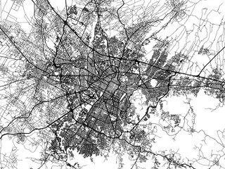 Vector road map of the city of  Puebla in Mexico with black roads on a white background.