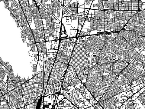 Vector road map of the city of  San Nicolas de los Garza in Mexico with black roads on a white background.