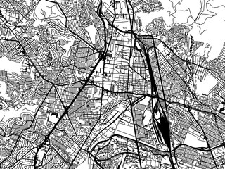 Vector road map of the city of  Tlalnepantla in Mexico with black roads on a white background.