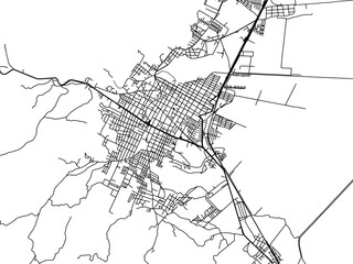 Vector road map of the city of  Zacapu in Mexico with black roads on a white background.